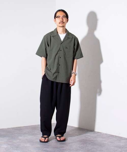 GLOSTER（グロスター）の「【GLOSTER/グロスター】フレンチブルドッグ刺繍 COOLMAX オープンカラーシャツ（シャツ/ブラウス・メンズ・オリーブ/ブラック系その他/ダークネイビー/ベージュ・M/L/S）」の7枚目の写真