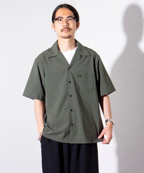 GLOSTER（グロスター）の「【GLOSTER/グロスター】フレンチブルドッグ刺繍 COOLMAX オープンカラーシャツ（シャツ/ブラウス・メンズ・オリーブ/ブラック系その他/ダークネイビー/ベージュ・M/L/S）」の8枚目の写真