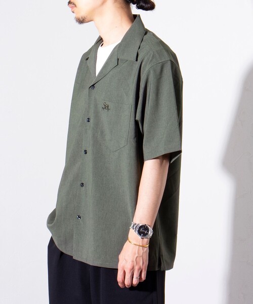 GLOSTER（グロスター）の「【GLOSTER/グロスター】フレンチブルドッグ刺繍 COOLMAX オープンカラーシャツ（シャツ/ブラウス・メンズ・オリーブ/ブラック系その他/ダークネイビー/ベージュ・M/L/S）」の9枚目の写真