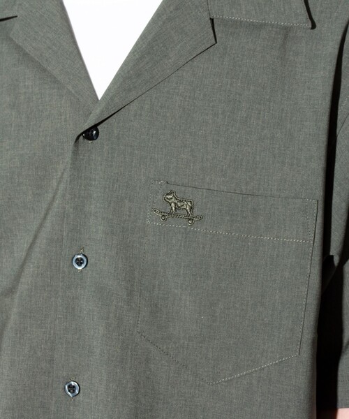 GLOSTER（グロスター）の「【GLOSTER/グロスター】フレンチブルドッグ刺繍 COOLMAX オープンカラーシャツ（シャツ/ブラウス・メンズ・オリーブ/ブラック系その他/ダークネイビー/ベージュ・M/L/S）」の12枚目の写真