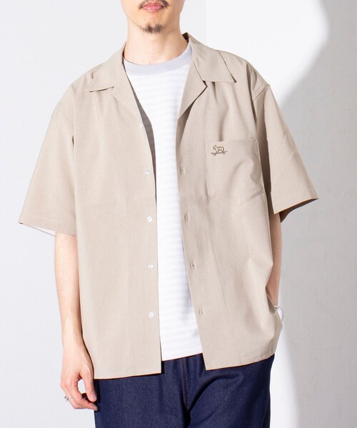 GLOSTER（グロスター）の「【GLOSTER/グロスター】フレンチブルドッグ刺繍 COOLMAX オープンカラーシャツ（シャツ/ブラウス・メンズ・オリーブ/ブラック系その他/ダークネイビー/ベージュ・M/L/S）」の14枚目の写真