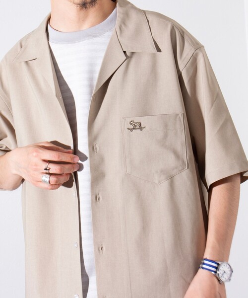 GLOSTER（グロスター）の「【GLOSTER/グロスター】フレンチブルドッグ刺繍 COOLMAX オープンカラーシャツ（シャツ/ブラウス・メンズ・オリーブ/ブラック系その他/ダークネイビー/ベージュ・M/L/S）」の18枚目の写真