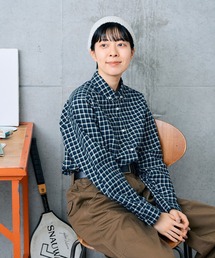 PAR ICI | ネルチェック 丸襟ボタンダウンシャツ(シャツ/ブラウス)