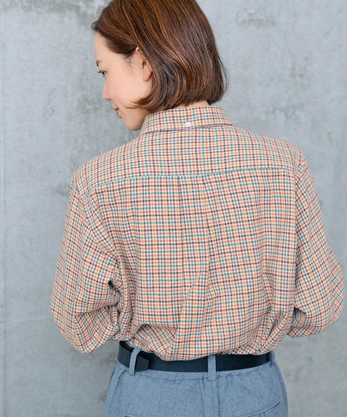 PAR ICI（パーリッシィ）の「ネルチェック 丸襟ボタンダウンシャツ（シャツ/ブラウス・レディース・ネイビー/ベージュ/アイボリー/ホワイト・FREE）」の17枚目の写真