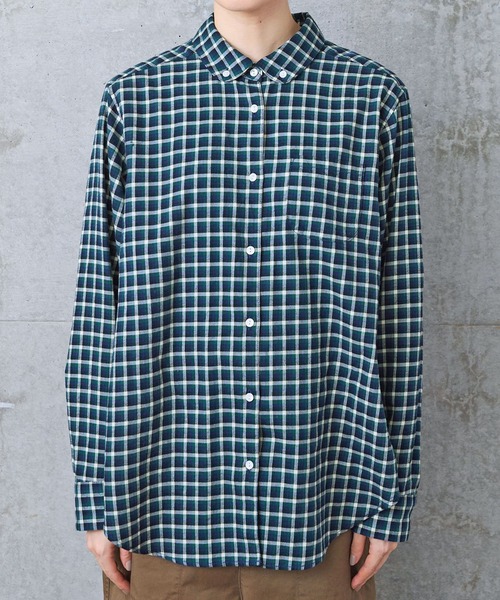 PAR ICI（パーリッシィ）の「ネルチェック 丸襟ボタンダウンシャツ（シャツ/ブラウス・レディース・ネイビー/ベージュ/アイボリー/ホワイト・FREE）」の10枚目の写真