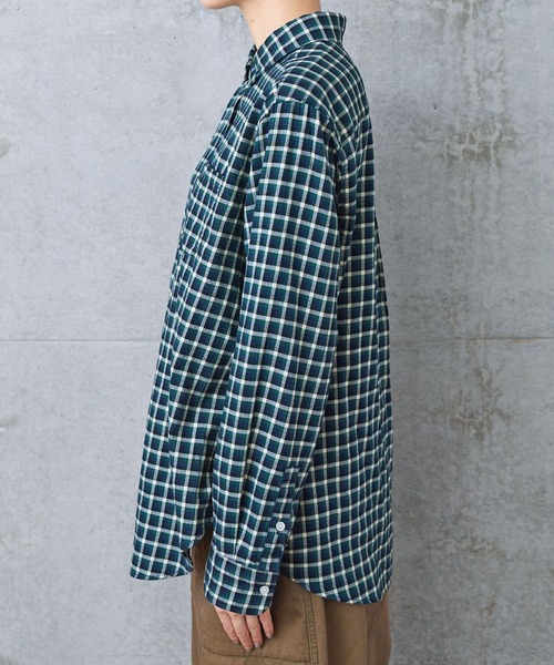 PAR ICI（パーリッシィ）の「ネルチェック 丸襟ボタンダウンシャツ（シャツ/ブラウス・レディース・ネイビー/ベージュ/アイボリー/ホワイト・FREE）」の11枚目の写真