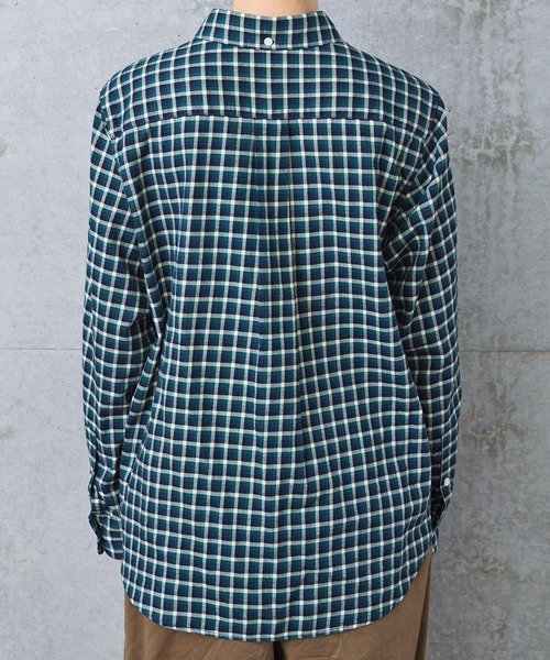 PAR ICI（パーリッシィ）の「ネルチェック 丸襟ボタンダウンシャツ（シャツ/ブラウス・レディース・ネイビー/ベージュ/アイボリー/ホワイト・FREE）」の12枚目の写真