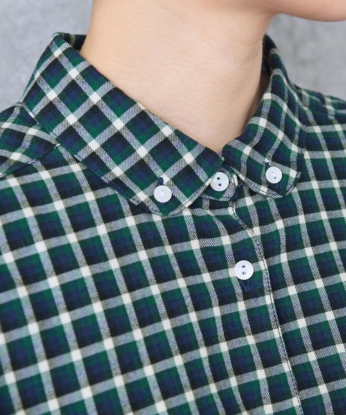 PAR ICI（パーリッシィ）の「ネルチェック 丸襟ボタンダウンシャツ（シャツ/ブラウス・レディース・ネイビー/ベージュ/アイボリー/ホワイト・FREE）」の13枚目の写真