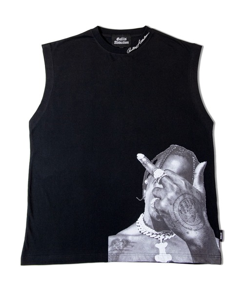 GALLIS ADDICTION（ガリスアディクション）の「GA PHOTO NO-SLEEVE（タンクトップ・メンズ・ホワイト/ブラック・FREE）」の2枚目の写真