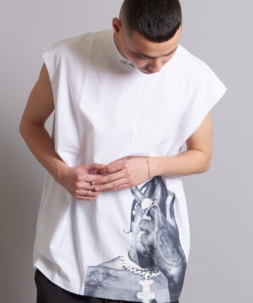 GALLIS ADDICTION（ガリスアディクション）の「GA PHOTO NO-SLEEVE（タンクトップ・メンズ・ホワイト/ブラック・FREE）」の15枚目の写真