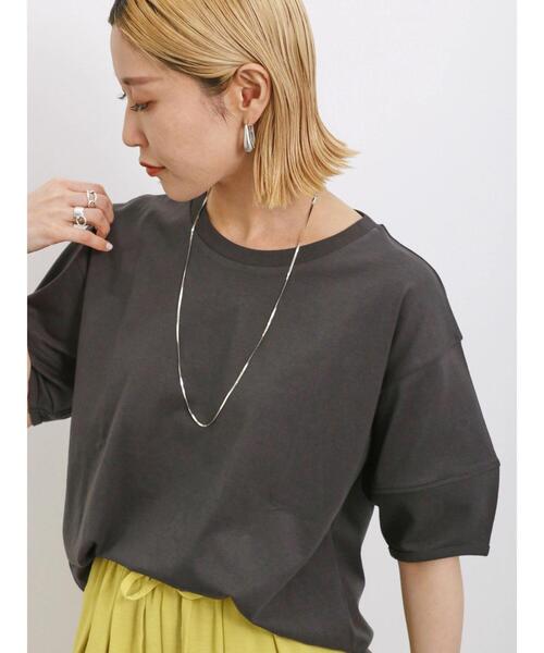 Samansa Mos2 blue(サマンサモスモスブルー)の「【USAコットン】ランタンスリーブTシャツ(Tシャツ/カットソー・レディース・オフホワイト/チャコールグレー/シルバーグレー・F)」の2枚目の写真