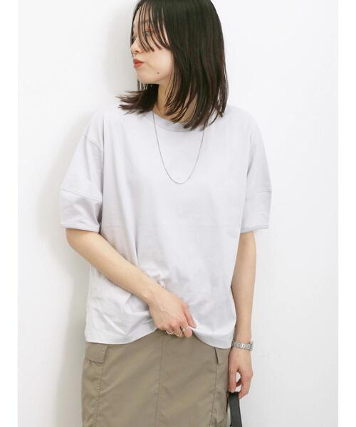 Samansa Mos2 blue(サマンサモスモスブルー)の「【USAコットン】ランタンスリーブTシャツ(Tシャツ/カットソー・レディース・オフホワイト/チャコールグレー/シルバーグレー・F)」の18枚目の写真