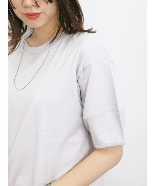 Samansa Mos2 blue(サマンサモスモスブルー)の「【USAコットン】ランタンスリーブTシャツ(Tシャツ/カットソー・レディース・オフホワイト/チャコールグレー/シルバーグレー・F)」の13枚目の写真