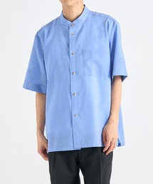 【THE TOKYO/ザトウキョウ】Active Washable Wool Band Collar S/S Shirt/アクティブウォッシャブルウールバンドカラーショートスリーブシャツ