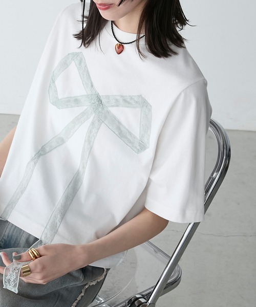 【美品】M'S GRACY ドッキング ニット　リボン　ボウタイ　白シャツ　М ボウタイリボン付きニット | msgracy