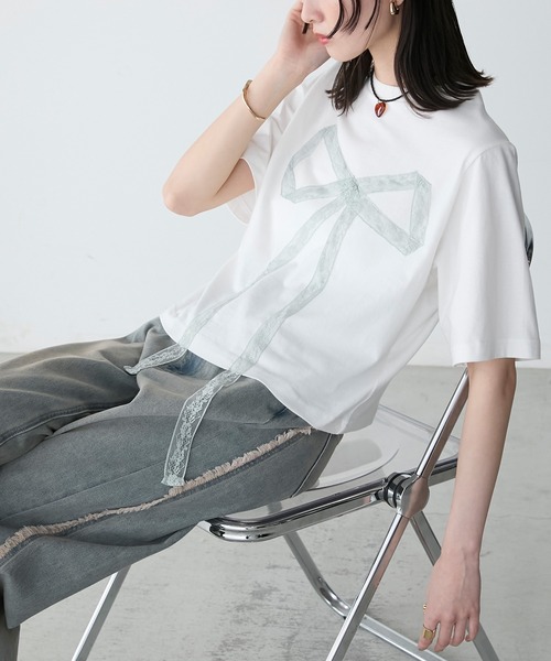 forksy.】レースリボンドッキングTシャツ forksy.│MONO-MART