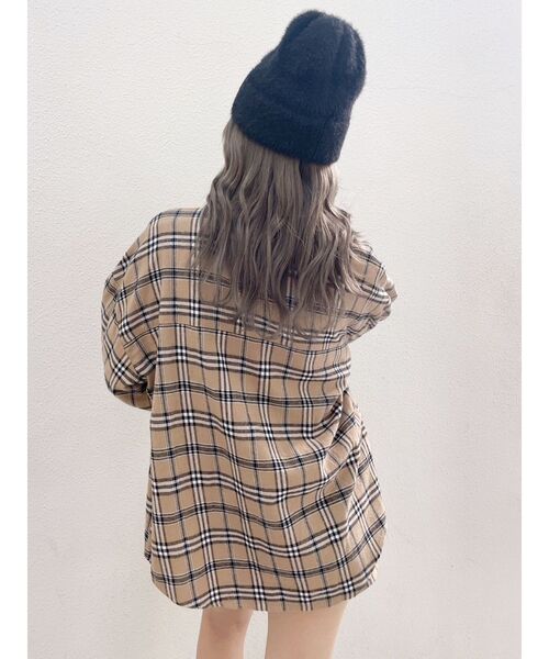 GYDA（ジェイダ）の「【SETUP着用可】ドロップショルダーCHECKシャツ（シャツ/ブラウス・レディース・グレー/ベージュ・FREE）」の7枚目の写真