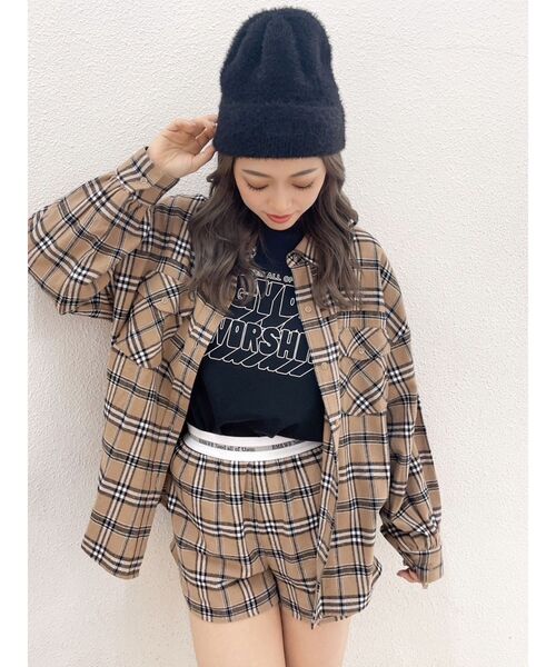 GYDA（ジェイダ）の「【SETUP着用可】ドロップショルダーCHECKシャツ（シャツ/ブラウス・レディース・グレー/ベージュ・FREE）」の8枚目の写真