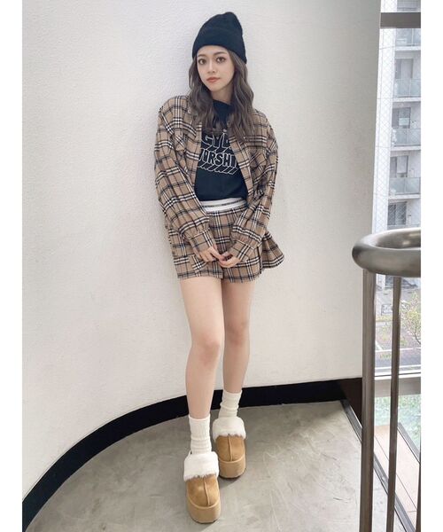 GYDA（ジェイダ）の「【SETUP着用可】ドロップショルダーCHECKシャツ（シャツ/ブラウス・レディース・グレー/ベージュ・FREE）」の10枚目の写真