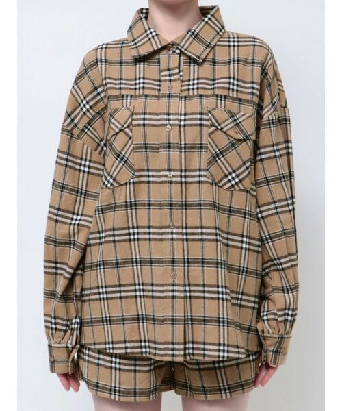 GYDA（ジェイダ）の「【SETUP着用可】ドロップショルダーCHECKシャツ（シャツ/ブラウス・レディース・グレー/ベージュ・FREE）」の11枚目の写真