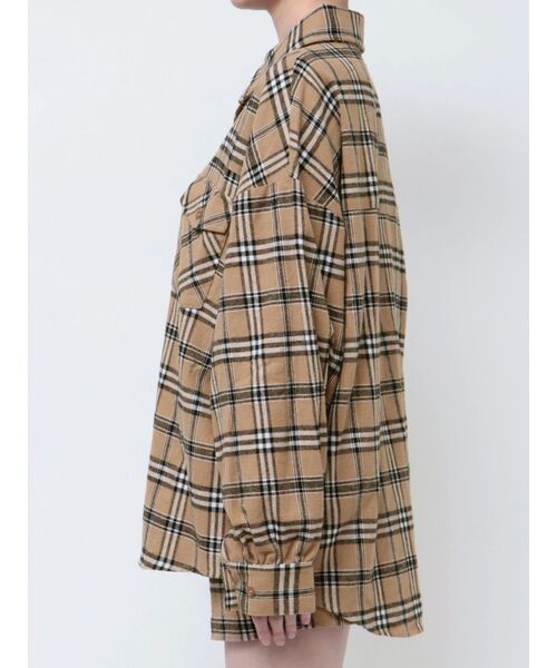 GYDA（ジェイダ）の「【SETUP着用可】ドロップショルダーCHECKシャツ（シャツ/ブラウス・レディース・グレー/ベージュ・FREE）」の12枚目の写真