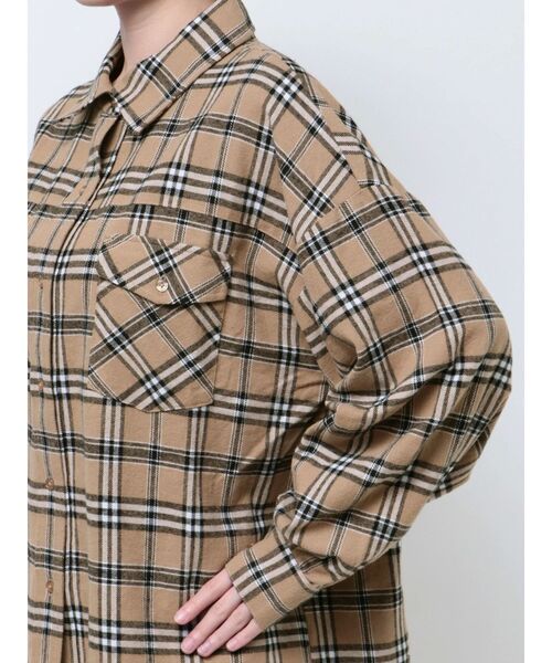 GYDA（ジェイダ）の「【SETUP着用可】ドロップショルダーCHECKシャツ（シャツ/ブラウス・レディース・グレー/ベージュ・FREE）」の15枚目の写真