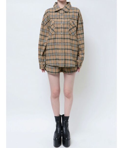 GYDA（ジェイダ）の「【SETUP着用可】ドロップショルダーCHECKシャツ（シャツ/ブラウス・レディース・グレー/ベージュ・FREE）」の18枚目の写真