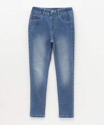 【 キッズ ガールズ 】NAVY ストレッチ ストレート デニム ウエストギャザーパンツ のびるモン