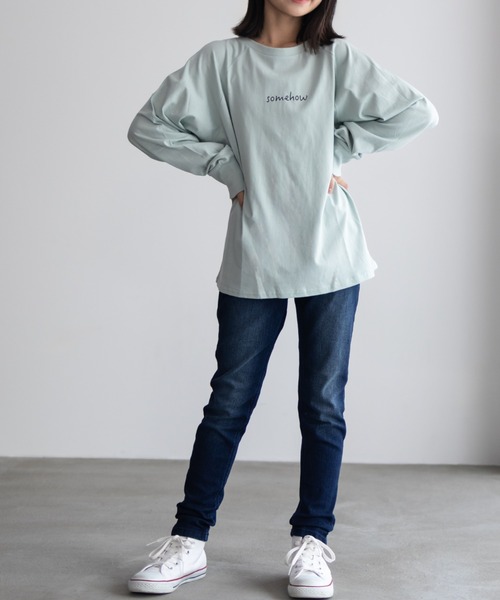 NAVY(ネイビー)の「【 キッズ ガールズ 】NAVY ストレッチ ストレート デニム ウエストギャザーパンツ のびるモン(デニムパンツ・キッズ・ネイビー/ブルー/サックスブルー・160/150/140/130/120/110)」の3枚目の写真