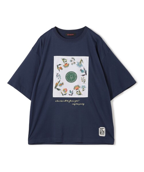 CABaN スビンコットン フラワーサークルプリントTシャツ（T