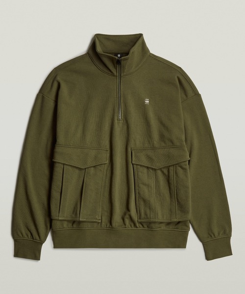 G-STAR（ジースター）の「ROVIC SKIPPER LOOSE SWEATER/ミリタリーディテールオーバーサイズハーフジップスタンドカラースウェット（スウェット・メンズ・ダークオリーブ/ダークブラック・X-LARGE/LARGE/MEDIUM/SMALL/X-SMALL）」の14枚目の写真