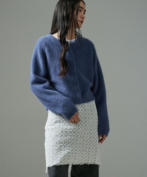 セール】フォックスカシミアクルーネッククロップドカーディガン