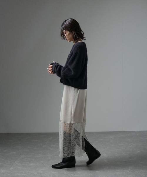 フォックスカシミアクルーネッククロップドカーディガン セール】フォックスカシミアクルーネッククロップドカーディガン