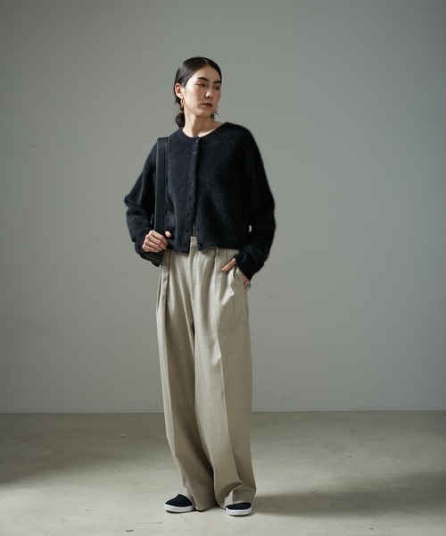 フォックスカシミアクルーネッククロップドカーディガン セール】フォックスカシミアクルーネッククロップドカーディガン