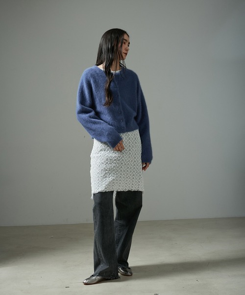 セール】フォックスカシミアクルーネッククロップドカーディガン