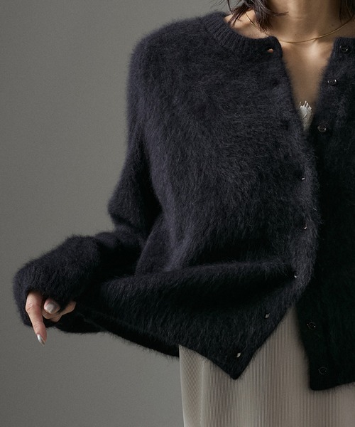 セール】フォックスカシミアクルーネッククロップドカーディガン