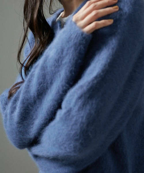 セール】フォックスカシミアクルーネッククロップドカーディガン