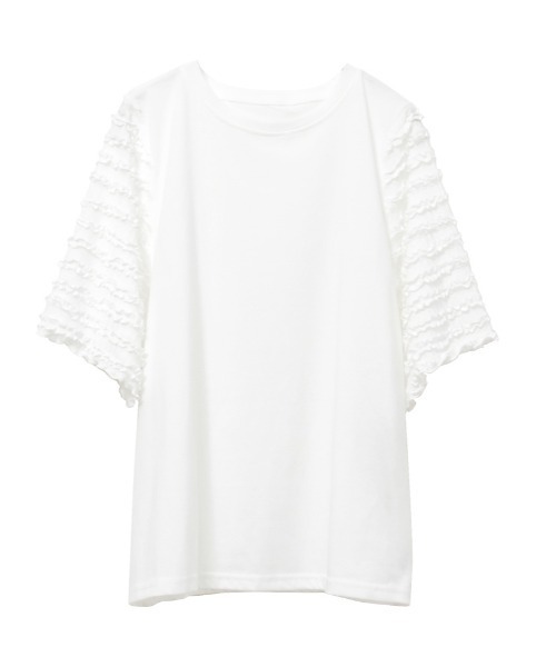 Rejoule(リジュール)の「フリルスリーブTシャツ(Tシャツ/カットソー・レディース・ブラック/ホワイト・FREE)」の11枚目の写真