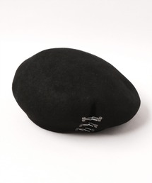 Ca4La ブラック ベレー帽 ウール 100% VINTAGE PAINTED BERET(ONESIZE BLACK): ベレー｜帽子通販