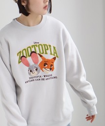 【Disney/ディズニー】アートワークデザイン 裏起毛 サガラ刺繍 クルーネック スウェット トレーナー