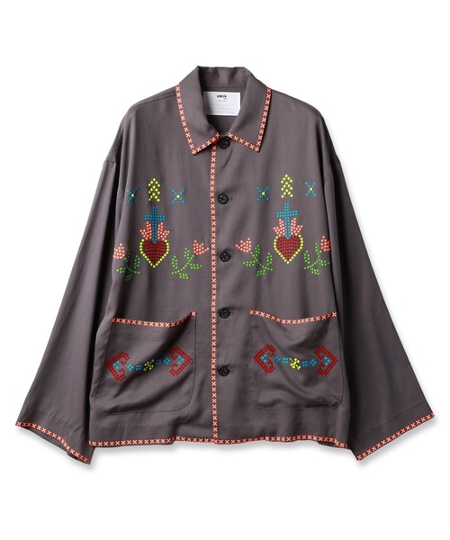 amok（アモク）の「CROSS BONDING SHIRT（シャツ/ブラウス・メンズ・ベージュ/グレー・S/M/L）」の5枚目の写真