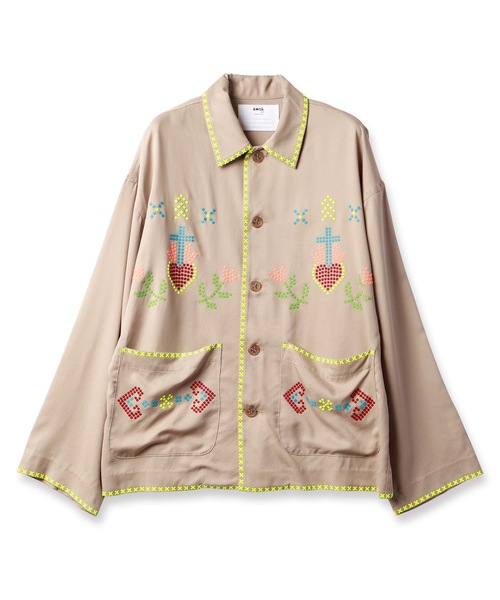 amok（アモク）の「CROSS BONDING SHIRT（シャツ/ブラウス・メンズ・ベージュ/グレー・S/M/L）」の7枚目の写真