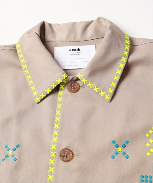 amok（アモク）の「CROSS BONDING SHIRT（シャツ/ブラウス・メンズ・ベージュ/グレー・S/M/L）」の9枚目の写真