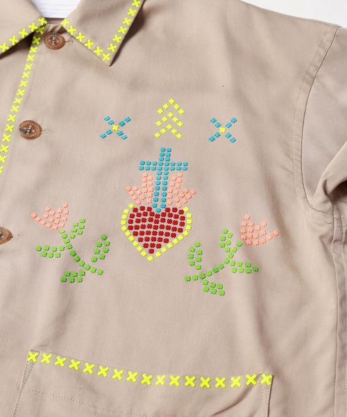 amok（アモク）の「CROSS BONDING SHIRT（シャツ/ブラウス・メンズ・ベージュ/グレー・S/M/L）」の11枚目の写真