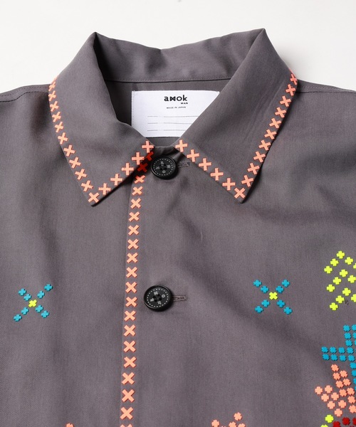 amok（アモク）の「CROSS BONDING SHIRT（シャツ/ブラウス・メンズ・ベージュ/グレー・S/M/L）」の14枚目の写真