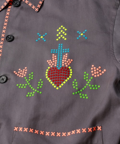amok（アモク）の「CROSS BONDING SHIRT（シャツ/ブラウス・メンズ・ベージュ/グレー・S/M/L）」の15枚目の写真