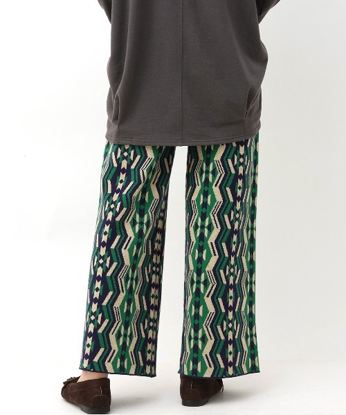 チチカカ（チチカカ）の「キカ柄ニットパンツ（その他パンツ・レディース・ネイビー/グリーン/ブラック・FREE）」の12枚目の写真