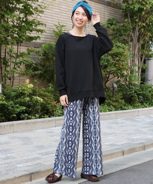 チチカカ（チチカカ）の「キカ柄ニットパンツ（その他パンツ・レディース・ネイビー/グリーン/ブラック・FREE）」の6枚目の写真