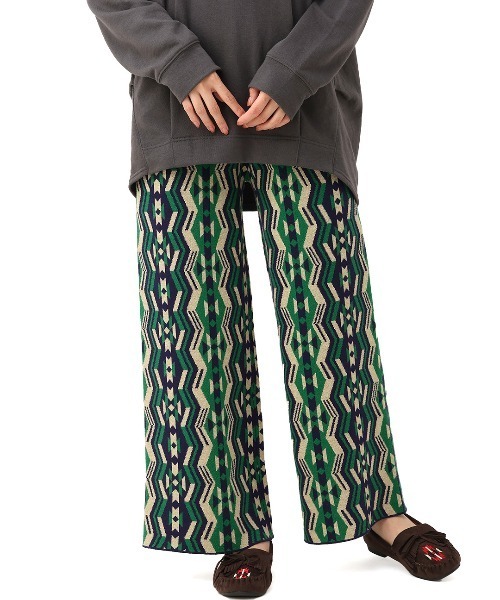 チチカカ（チチカカ）の「キカ柄ニットパンツ（その他パンツ・レディース・ネイビー/グリーン/ブラック・FREE）」の9枚目の写真