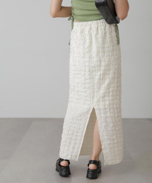 FREE'S MART（フリーズマート）の「◆ぽこぽこナロースカート（スカート・レディース・ホワイト/ライトグリーン/ブラック・SMALL/MEDIUM）」の5枚目の写真